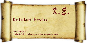 Kriston Ervin névjegykártya